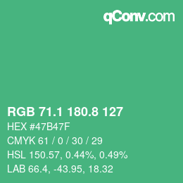 カラーコード: RGB 71.1 180.8 127 | qconv.com