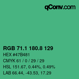 カラーコード: RGB 71.1 180.8 129 | qconv.com