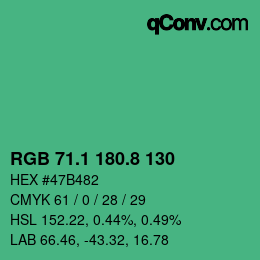 カラーコード: RGB 71.1 180.8 130 | qconv.com
