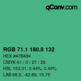 カラーコード: RGB 71.1 180.8 132 | qconv.com
