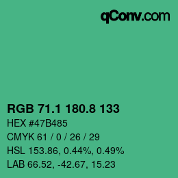 カラーコード: RGB 71.1 180.8 133 | qconv.com