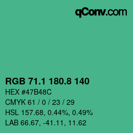 カラーコード: RGB 71.1 180.8 140 | qconv.com