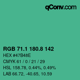 カラーコード: RGB 71.1 180.8 142 | qconv.com