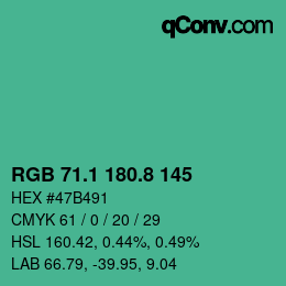 カラーコード: RGB 71.1 180.8 145 | qconv.com