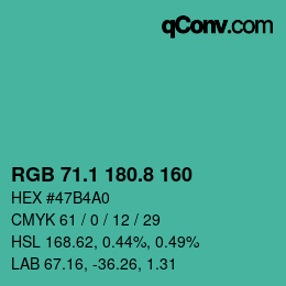 カラーコード: RGB 71.1 180.8 160 | qconv.com