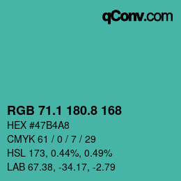 Color code: RGB 71.1 180.8 168 | qconv.com