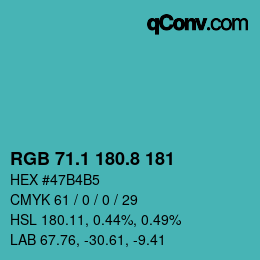 カラーコード: RGB 71.1 180.8 181 | qconv.com
