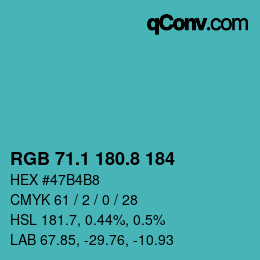 Color code: RGB 71.1 180.8 184 | qconv.com