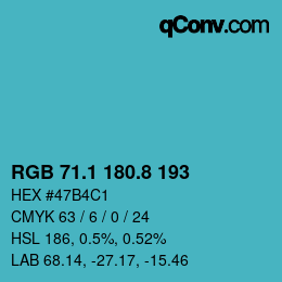 Color code: RGB 71.1 180.8 193 | qconv.com