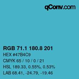 カラーコード: RGB 71.1 180.8 201 | qconv.com
