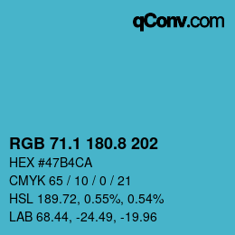 Color code: RGB 71.1 180.8 202 | qconv.com