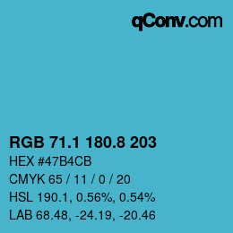 カラーコード: RGB 71.1 180.8 203 | qconv.com