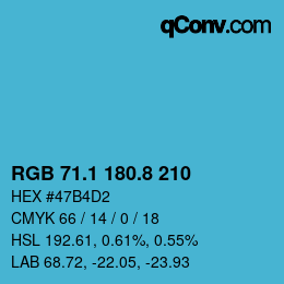 カラーコード: RGB 71.1 180.8 210 | qconv.com