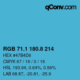 Color code: RGB 71.1 180.8 214 | qconv.com