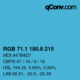 カラーコード: RGB 71.1 180.8 215 | qconv.com