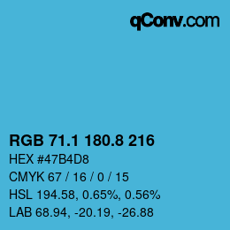 Color code: RGB 71.1 180.8 216 | qconv.com