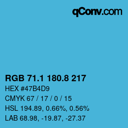 カラーコード: RGB 71.1 180.8 217 | qconv.com