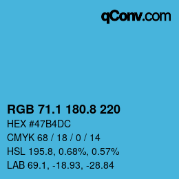 カラーコード: RGB 71.1 180.8 220 | qconv.com