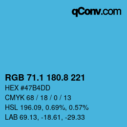 Color code: RGB 71.1 180.8 221 | qconv.com