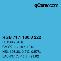 Color code: RGB 71.1 180.8 222 | qconv.com