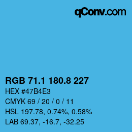Color code: RGB 71.1 180.8 227 | qconv.com