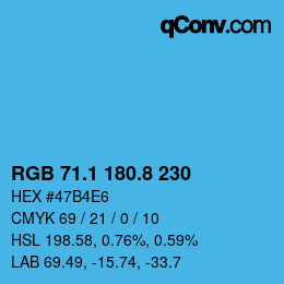 Color code: RGB 71.1 180.8 230 | qconv.com