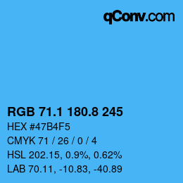 Color code: RGB 71.1 180.8 245 | qconv.com