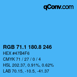 Color code: RGB 71.1 180.8 246 | qconv.com
