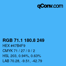 Color code: RGB 71.1 180.8 249 | qconv.com