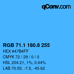 カラーコード: RGB 71.1 180.8 255 | qconv.com