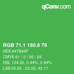 カラーコード: RGB 71.1 180.8 79 | qconv.com