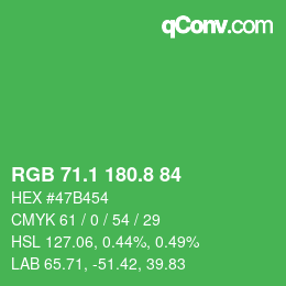 カラーコード: RGB 71.1 180.8 84 | qconv.com