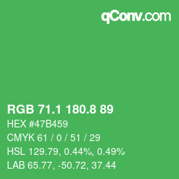 カラーコード: RGB 71.1 180.8 89 | qconv.com