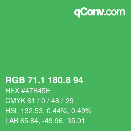 カラーコード: RGB 71.1 180.8 94 | qconv.com