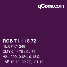 カラーコード: RGB 71.1 18 72 | qconv.com