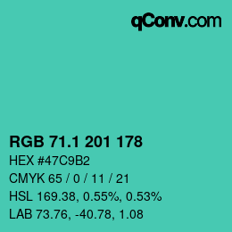 カラーコード: RGB 71.1 201 178 | qconv.com