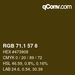 カラーコード: RGB 71.1 57 8 | qconv.com