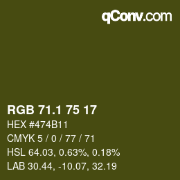 カラーコード: RGB 71.1 75 17 | qconv.com