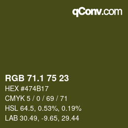 カラーコード: RGB 71.1 75 23 | qconv.com