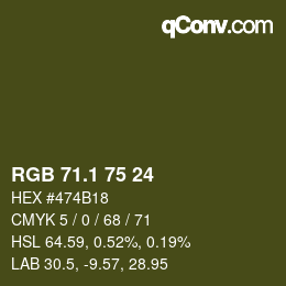 カラーコード: RGB 71.1 75 24 | qconv.com