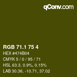 カラーコード: RGB 71.1 75 4 | qconv.com