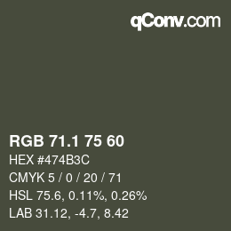 カラーコード: RGB 71.1 75 60 | qconv.com