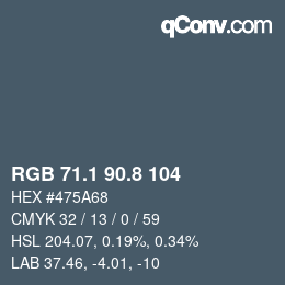 Color code: RGB 71.1 90.8 104 | qconv.com