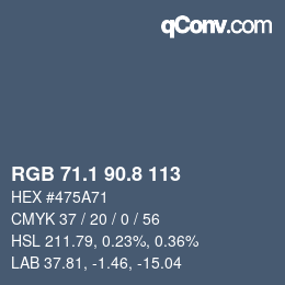 Color code: RGB 71.1 90.8 113 | qconv.com