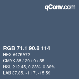 Color code: RGB 71.1 90.8 114 | qconv.com