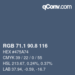 Color code: RGB 71.1 90.8 116 | qconv.com
