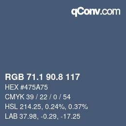 Color code: RGB 71.1 90.8 117 | qconv.com