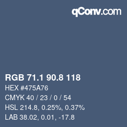 Farbcode: RGB 71.1 90.8 118 | qconv.com