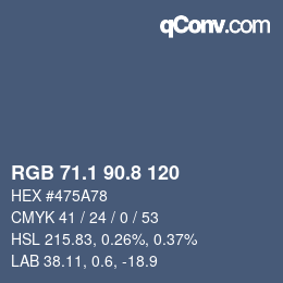 Farbcode: RGB 71.1 90.8 120 | qconv.com