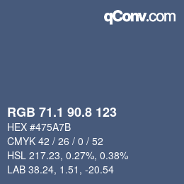 Color code: RGB 71.1 90.8 123 | qconv.com